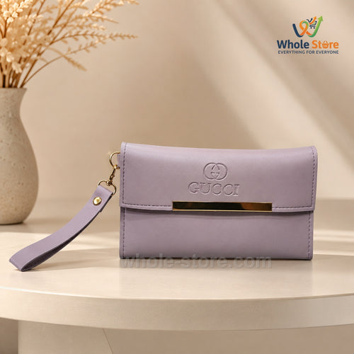 Purple Wristlet Clutch with Gold Bar