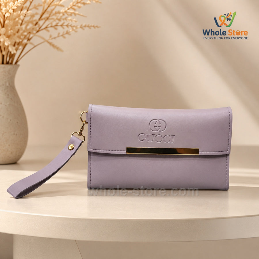 Purple Wristlet Clutch with Gold Bar