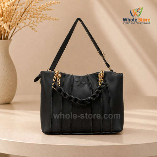 Black Pleated Shoulder Bag
