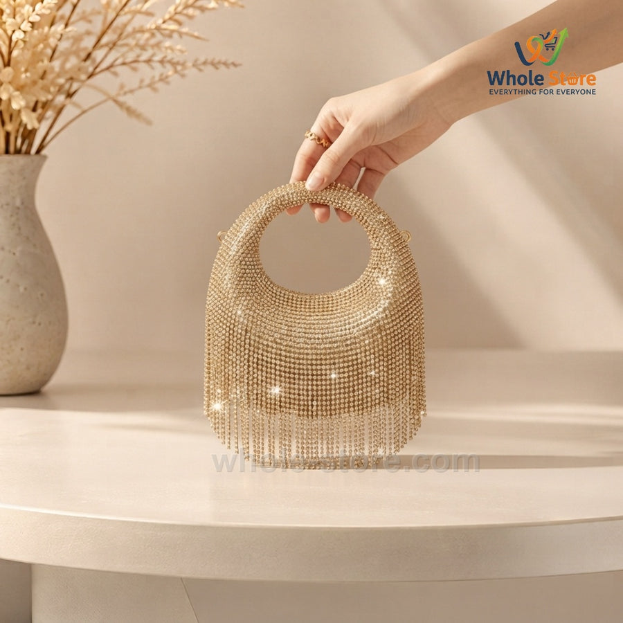 Gold Rhinestone Evening Clutch