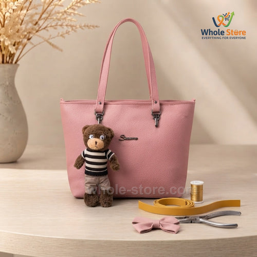 Pink Tote Bag with Teddy Charm