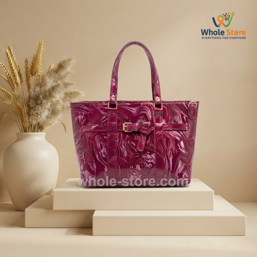 Classic Marble-Textured Structured Tote Bag Collection