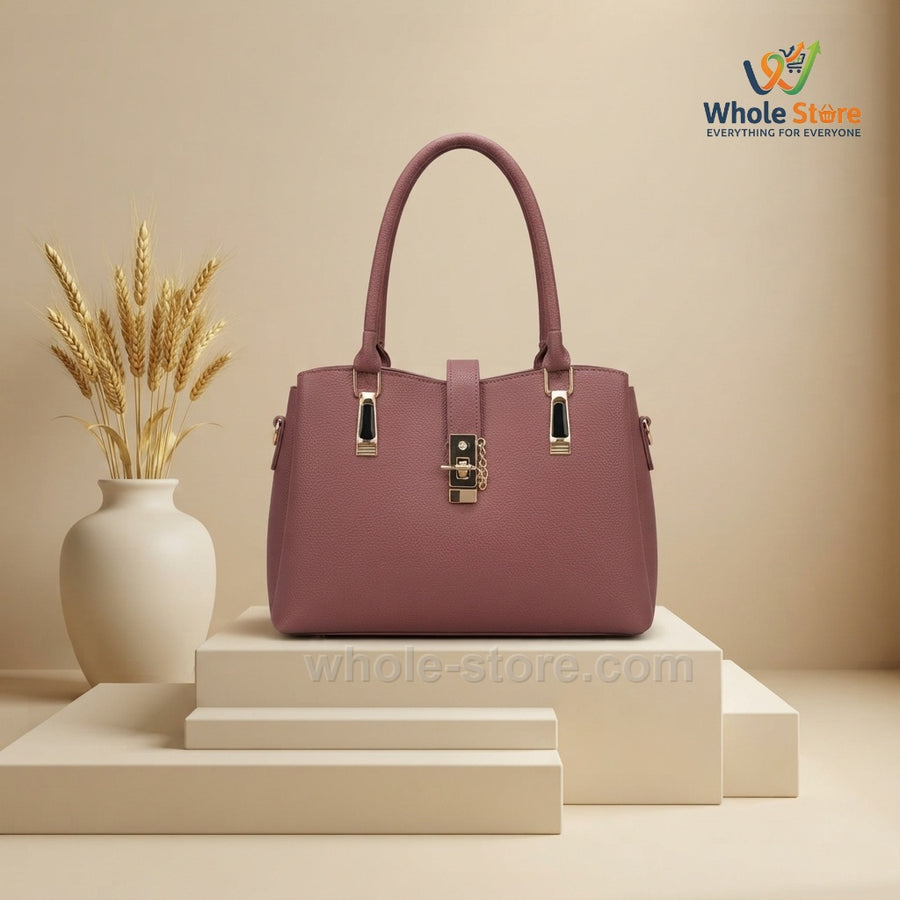 Structured Top-Handled Handbag in Dusty Rose