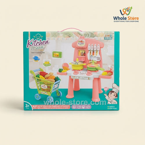 Kitchen Dream Play Set with Toy Shopping Cart and Cooking Accessories (3+ Years)