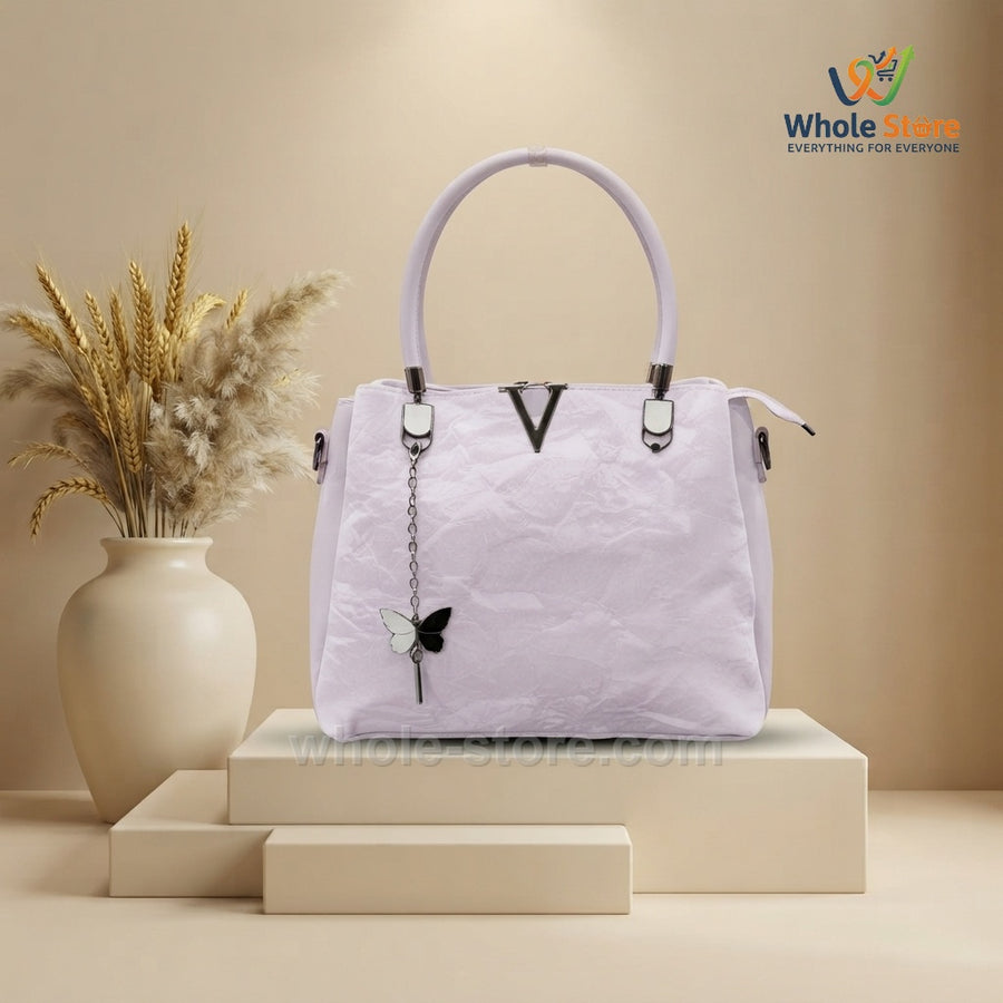 Lavender Crumpled-Texture Tote Bag