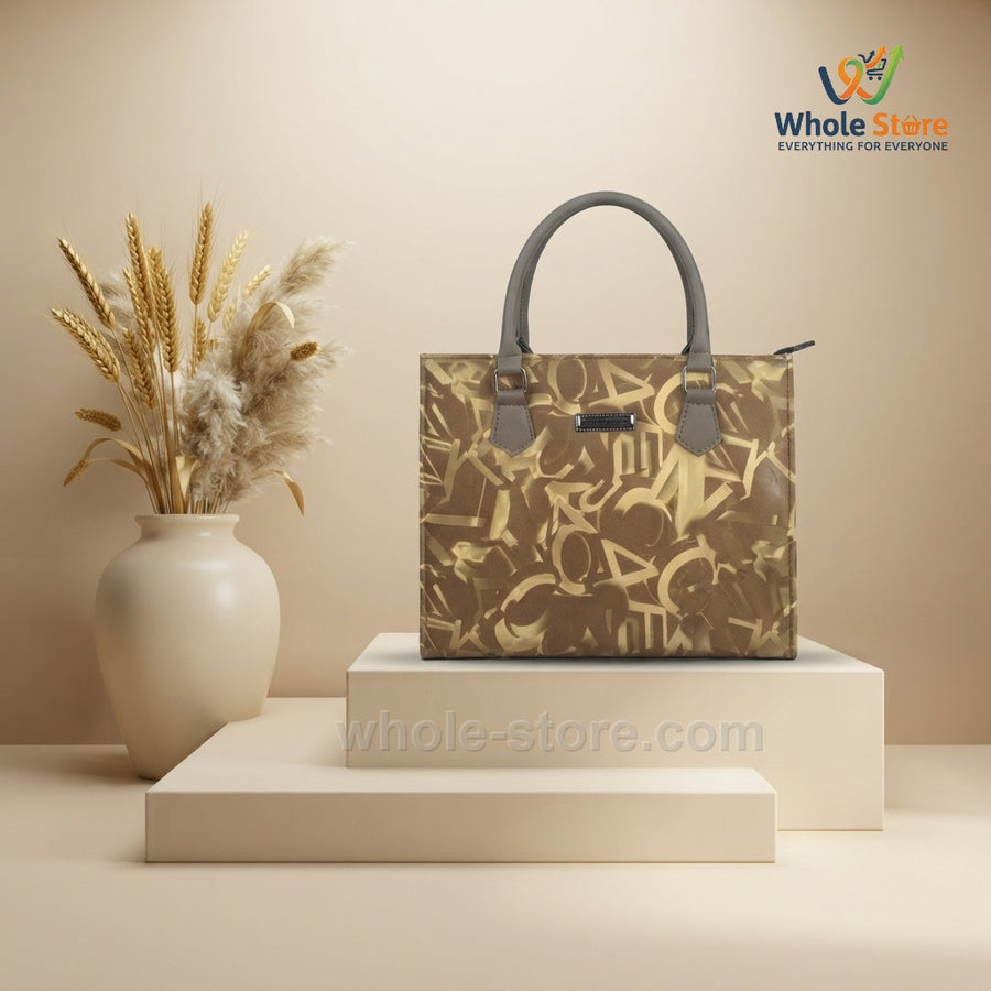 Olive Green Abstract Monogram Tote Bag
