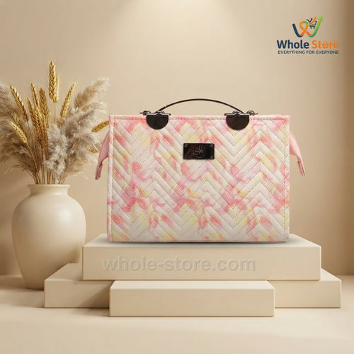 Pink and Yellow Tie-Dye Quilted Handbag