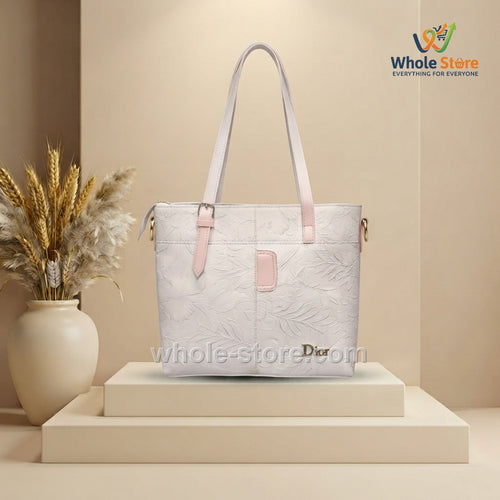 Floral Embossed Structured Shoulder Tote Bag