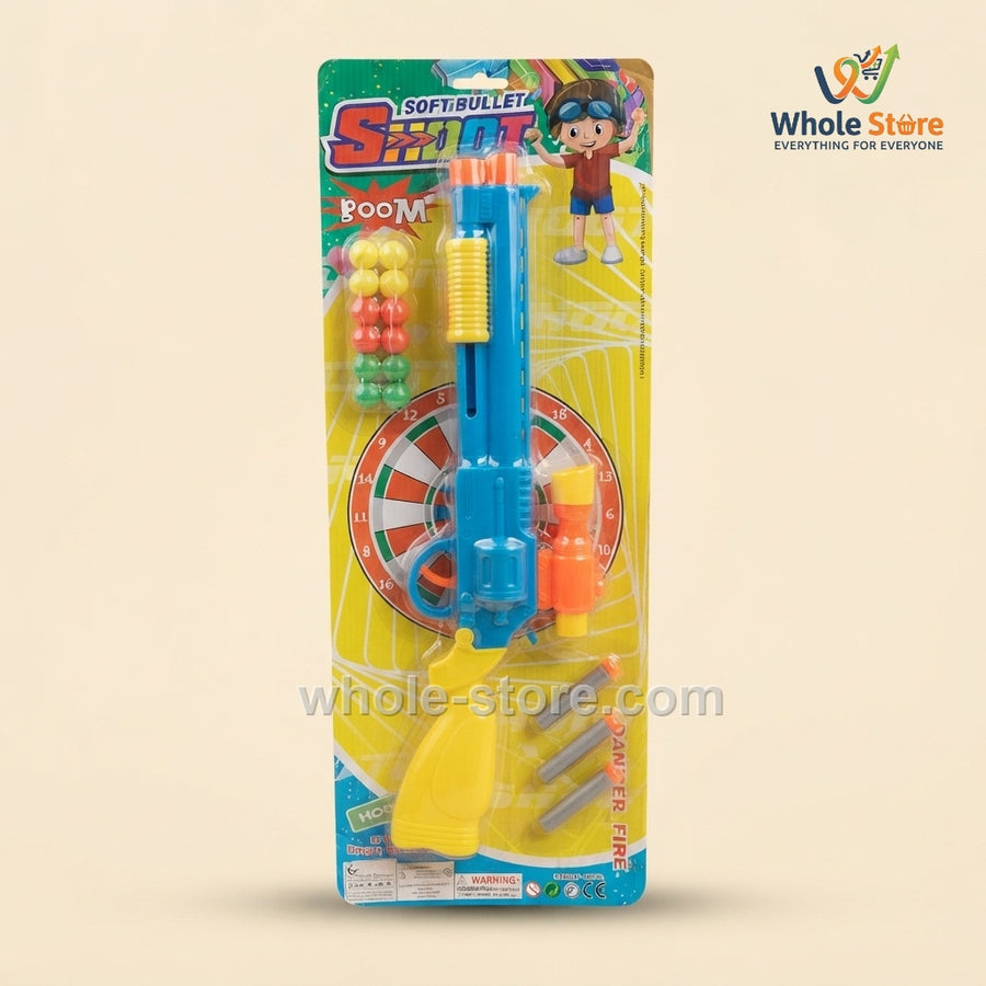 Soft Bullet Boom Toy Rifle and Dart Target Set