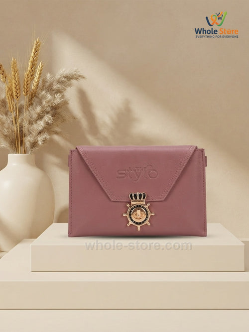 Faux Leather Envelope Clutch