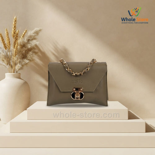 Olive Green Stylo Chain Accent Crossbody Bag
